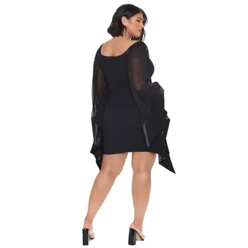  Šaty pre Ženy Strany Klubu Transparentné Oka Batwing Rukávy Mini Šaty Bodycon Plus Veľkosť Čierne Šaty Veľkoobchod Dropshipping