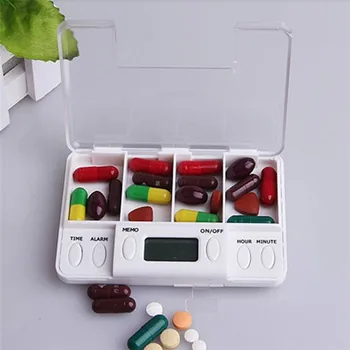  4 Mriežky Elektronické Načasovanie Pripomienka Pilulku Poli Medicíny Úložný Box Medicíny Boxy Budík Časovač Tabletky Organizátor Pilulku Drog Kontajner