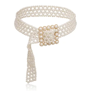  Námestie Pracky celého Tela Pearl Geometrické Tvorivé Womans Pás Dámske Elegantné Svadobné Šaty Zdobiť Pás Reťazca Luxusné pásy