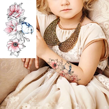  Realistické Mesiac Motýľ Kvet Pivónia Vták Dočasné Tetovanie Pre Deti, Ženy, Levanduľa Falošné Tetovanie Tela Umeleckou Výzdobou Tetovanie Papier
