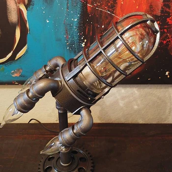  Vintage Steampunk Rakety, stolná Lampa Plameň Nočné Svetlo pre Bar Obchod Stôl Dekor Svietidlá Tvorivé Led Stojace Lampy E26