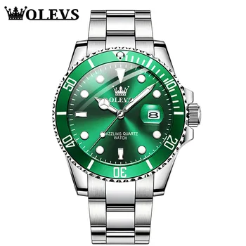  2021 Top Značky Quartz Muži Hodinky Vodotesné Luxusné pánske Náramkové hodinky Zelená Tvár Business Klasické Módne Náramkové Hodinky