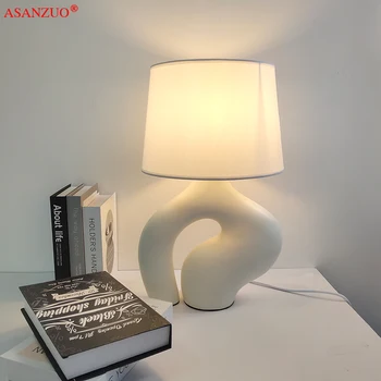  Moderný minimalistický Nordic textílie živice stolná lampa spálňa posteli Štúdia Jedáleň, obývacia izba art decor stolná lampa