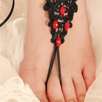  YiYaoFa Handmade Módy Ponožky Čiernej Čipky Ponožky pre Ženy Príslušenstvo Gotický Šperky Dievča Letné Beach Nohy Šperky LA-30