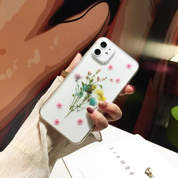  Qianliyao Sušené Skutočné Kvetinové Prípadoch Pre Samsung Galaxy S20 Ultra S10 S9 Plus Poznámka 10 Pro Telefón Prípade Mäkké TPU Kryt Späť