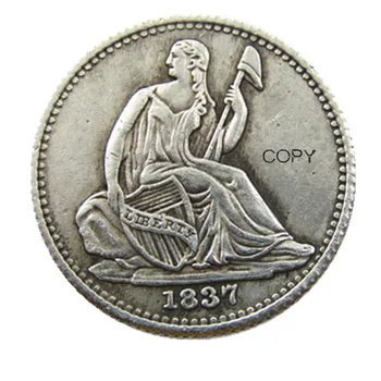  NÁM Slobody Sedieť Dime 1837 Strieborné Pozlátené Kópie Mincí
