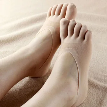  Ženy Ženy Neviditeľné Ponožky Ponožky Farbou Čipky Protišmykové Nízky Rez Päť Prst, Prst, Ponožky A Papuče Plytké Úst Letné Ponožka