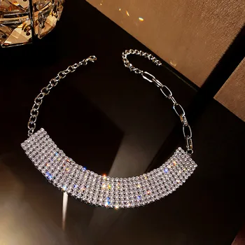 FYUAN Geometrické Reťazca Crystal Choker Náhrdelníky pre Ženy Krátke Plný Drahokamu Náhrdelníky Vyhlásenie Šperky