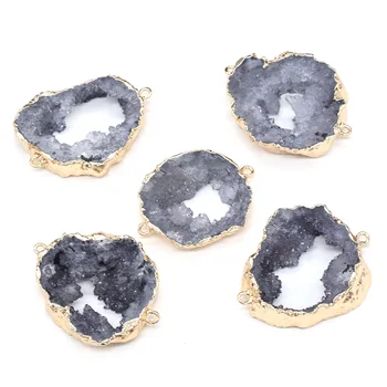  Prírodný Kameň Double hole Konektory nepravidelný crystal Prívesok na šperky, takže DIY náhrdelník náramok accessories30x40-34x45mm