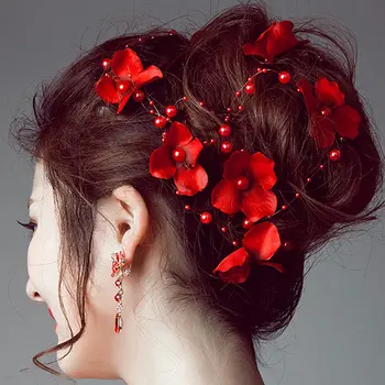 Móda Ženy, Dievča, Kvet Falošné Perly Čelenka na Vlasy Viniča Headpiece Svadobné Doplnky do Vlasov LXH