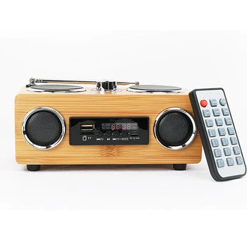  Retro Vintage Rádio Super Bass, FM Rádio, Bambus Multimediálne Reproduktor Klasický Prijímač S USB MP3 Prehrávač, Podpora TF Kariet