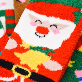  LKWDer 5 Párov Zimné Hrubé Ponožky dámske Kawaii Vianoce, Santa Claus Tlač detské Zábavné Ponožky Coral Fleece Chlpaté Ponožky