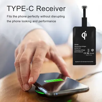  Bezdrôtové Rýchlo QI Adaptérom pre Rýchle Nabíjanie ReceiverThin Portable Typ-C Bezdrôtovú Nabíjačku Adaptér pre Typ-C Telefón