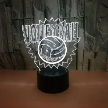  Kreatívne Volejbal Farebné Akrylové 3d Nighlight Usb Led Dotykový Ilúziu, stolná Lampa Bluetooth Reproduktor Osvetlenie