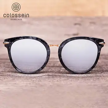  COLOSSEIN slnečné Okuliare Cat Eye Ženy, Čierna, Ružová, Rám Plochý Okuliare Povlak Vintage Móda, Štýl oculos de sol feminino UV400
