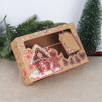  3/6/12pcs Vianočné Cookie Box Kraft Papier Santa Candy Darčekové Krabice Tašky na Balenie Potravín Box Vianočný Večierok Deti Nový Rok Navidad