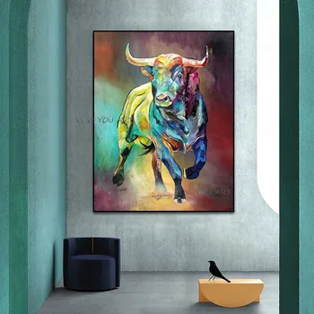  Ručne Maľované Abstraktnú Olejomaľbu Wall Art Farba Krava Moderných Na Plátne Pre Obývacia Izba Obrázok Minimalistický Žiadne Dekoratívne Rám