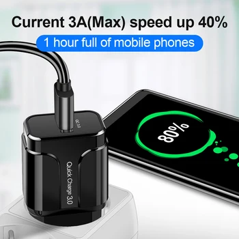  3A Rýchle Nabíjanie 3.0 USB Nabíjačka, EÚ a USA Stenu Mobilný Telefón, Nabíjačku Adaptér pre iPhone 11 Pro QC3.0 Rýchle Nabíjanie pre Samsung Xiao