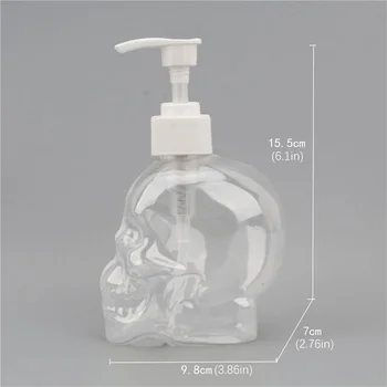  Kreatívne Lebky Kúpeľňa Dávkovač tekutého Mydla 350 ml dezinfekčné prostriedky na Ruky Mydlom Priehľadná Fľaša Sprchový Gél, Šampón Naplniteľné Fľaše
