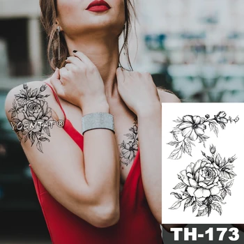  Nepremokavé Dočasné Tetovanie Nálepky, náčrt, ľalie kvetinový vzor, tetovanie Vody Prenos Lastovička body art falošné arm tattoo Pre Ženy