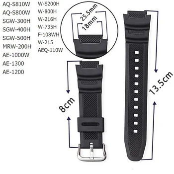  Gumy Popruh pre Casio AE-1000w AQ-S810W SGW-400H / SGW-300H Silikónové Watchband Pin Pracky Popruhu Sledovať Kapela Black Zápästia