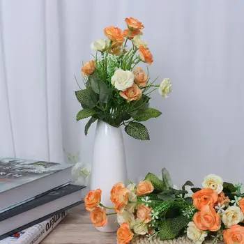  5 ks Umelé Ruže Hodváb Jedného Kmeňa s 5 Pobočiek Falošné Rastliny Simulácia Kvety pre Svadobné Party Domáce Dekorácie Orange