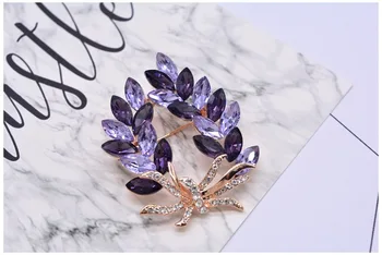  Európska luxusné šperky crystal brošňa Crystal Z Rakúska Fialová veľký veniec pin oblečenie žien brošňa High-end atmosféru