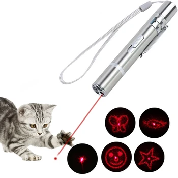  3-V-1 Mini Červené Laserové Ukazovátko Pero USB Nabíjateľné 3 V 1 Červené Svetlo + Biele LED Pochodeň, Svetlo + UV Baterka Mačka, Pes, Pet Hračka