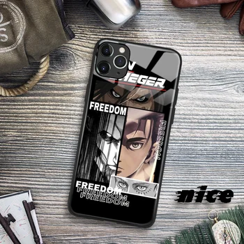  Eren Jaeger Útok na Titan Anime Sklo Mäkké Silikónové Telefón puzdro PRE IPhone SE 6 7 8 Plus X XR XS 11 12 Mini Pro Max Kryt Plášťa