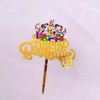  1pcs Disney Motív Tortu Vňaťou Mickey Mouse Spiderman Princezná Elsa Akryl Tortu Mulčovače Narodeniny Ceke Zlato Cupcake Dekorácie