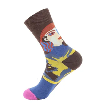  PEONFLY Nové 2019 Jeseň Zima Ženy Ponožky Legrační Farebné Geometrie Vytlačené Šťastný Ponožky Bežné Skateboard Calcetines Mujer