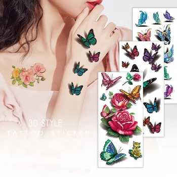  17 Vzory Nepremokavé Dočasné Tetovanie Nálepky Motýľ Kvety Pierko Tetovanie Nálepky Flash Falošné Tetovanie pre Mužov, Ženy