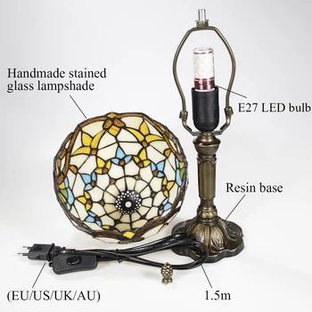  Stolná Lampa Vinobranie, turecký vitráže 110/220V E27 LED Dekoratívne Lampy Spálňa Reeding Štúdia Posteli nočnom stolíku Nočné Svetlo