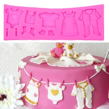  Hot Predaj Pop 3D Detské Oblečenie Sprcha DIY Silikónové Formy Fondant Kuchyňa Cake Zdobenie Formy na Čokoládu Pečenie Nástroje T0534