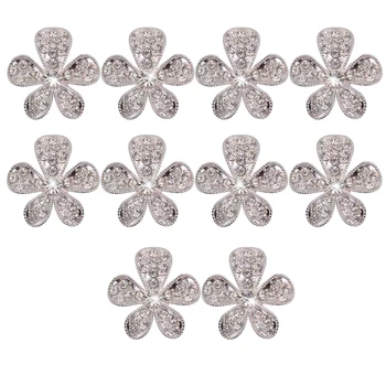  Lot 10 Crystal Diamante Kvet Tlačidlo Flatback Embellishment Plavidlá DIY 26mm