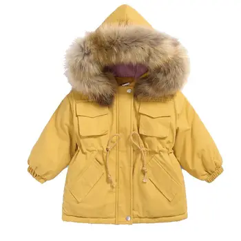  2021 Nové Dievčenské Čalúnená Oblečenie Zimné Baby Plus Velvet Čalúnená Outerwaers Detí kórejský Štýl Parker Coats