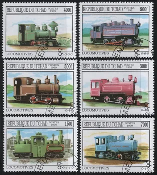  6Pcs/Set Čad Post Pečiatky 1999 Vlaky Používa Post Označené Poštových Známok na Zber