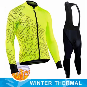  2021 Mužov Cyklistika Dres Nastaviť na Zimnom MTB Bike Nosiť Oblečenie, Cyklistické Oblečenie Thermal fleece teplé Nastaviť Cyklistické Oblečenie