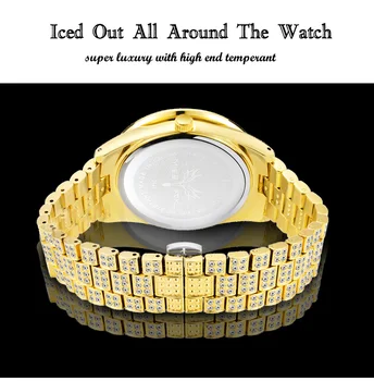  2020 Zlaté Hodinky pánske Hodinky najpredávanejších Luxusné Značky Gold Muži Fashion Hodinky Mužov Veľký Diamant Ľadový Sa Pozerať 30 M vodotesný