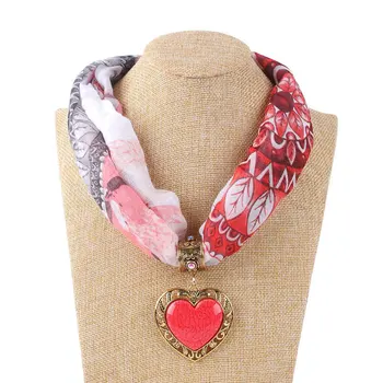  Srdce Tvar Náhrdelník s Príveskom, Šatka pre ženy, odevné doplnky krku šperky, šatky etnický štýl bavlna tlač foulard femme