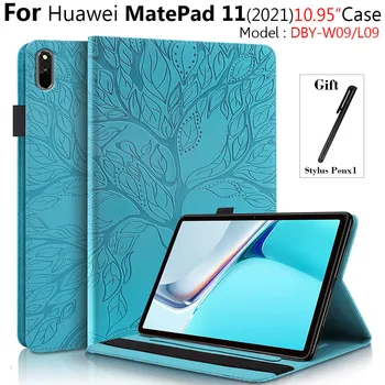  3D Plastický Strom Funda Pre Huawei Matepad 11 Prípade 2021 10.95 palcový Tablet Flip Peňaženky Karty Shell Pre Matepad 11 2021 Kryt + Pero