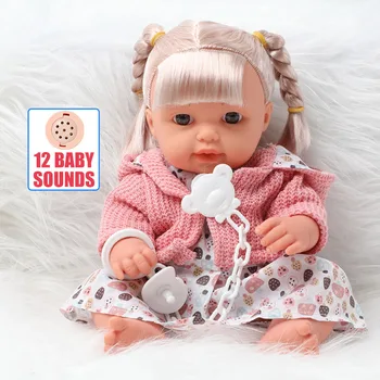  30 cm simulácia dlhé vlasy bebe reborn novorodenca bábika 12 palcový Mäkké silikónové Realistické bábiky twin DIY Zvuk vzdelávania hračky pre deti