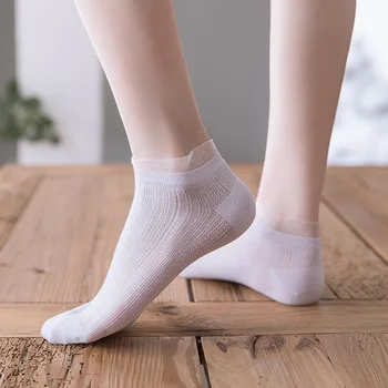  10 Párov 5 Sladké Čipky Ponožky pre letné tenké Transparentné Loď Hodváb Ponožky Krátke neviditeľné Ženy, Dievčatá farbou Preppy štýl