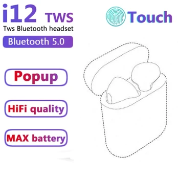  I12TWS Slúchadlá Bluetooth Slúchadlo I12 Stereo 5.0 Bezdrôtový Headset, s Nabíjanie Box pre IPhone Android Xiao lg Smartphony