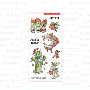  Juhozápadná Vianočný Kaktus Jasné Známky Scrapbooking Šablóny Pre Decor Razba Pečiatka DIY Pohľadnice Ručné 2021 Nový Rok