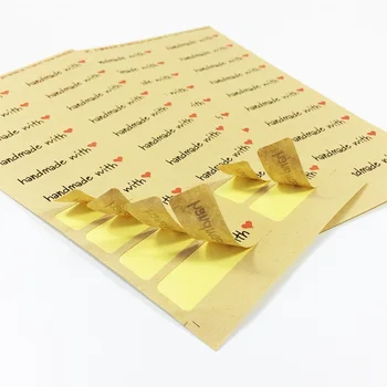  100 ks/veľa Ručne vyrobené s srdca Kraft Papier Tesnenie Štítok Samolepky Pre Handmade Darčeky Produkty súbory Cookie na obale, Nálepka