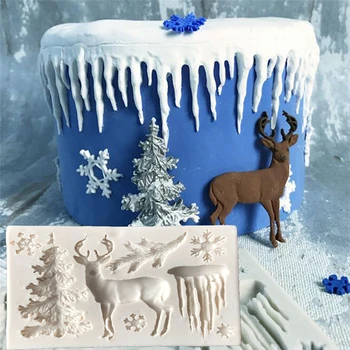  Vianočné Séria Los Strom Snowflake Tvarované Silikónové Tortu Formy Cukru Plavidlá Fondant Nástroje Cake Decoration Kuchyňa Pečenie Nástroj