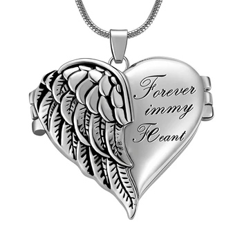  V tvare srdca krídla môže otvoriť lady photo frame Prívesok Náhrdelník Valentína darček šperky
