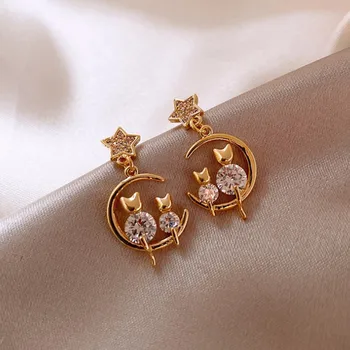  Kórejský Módne Šperky Náušnice Mačka Drahokamu Náušnice Vyhlásenie Náušnice Oorbellen Náušnice Pre Ženy, Svadobné Náušnice