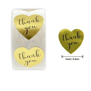  500pcs 1 Palec Zlaté Láska Srdca Ďakujem Nálepky Wdding Obálky DIY Dekorácie Darčekovej krabičke/ Taška Tesnenie Štítok Nálepky
